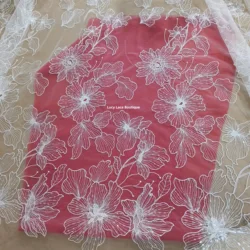 Light Weight Luxurious Off White Sequined Tulle Mesh Lace Fabric for Wedding Continuous Fabric