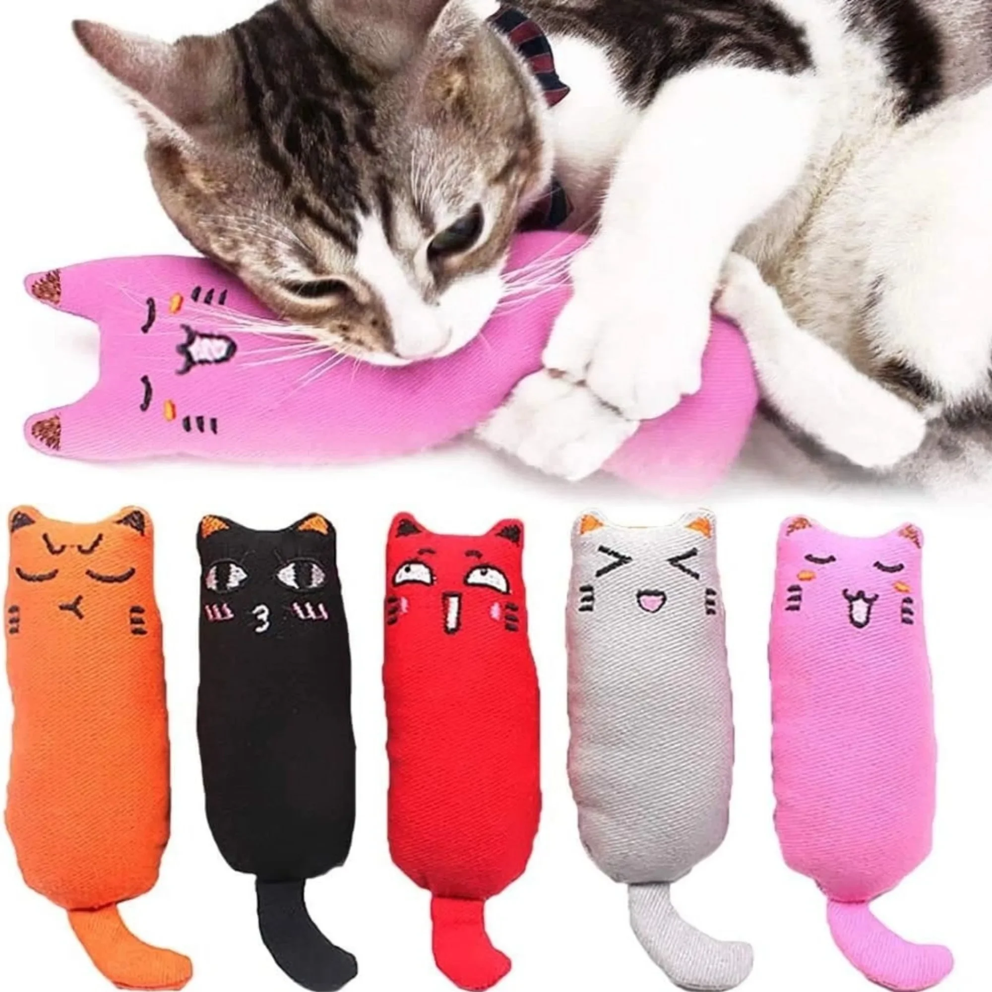 

Catnip Filled Teething Chew Toy,Soft Pet Supplies for Indoor Cats Cat InteractivePillow Cat Chew Stuffed Toy Interactive Cat Toy