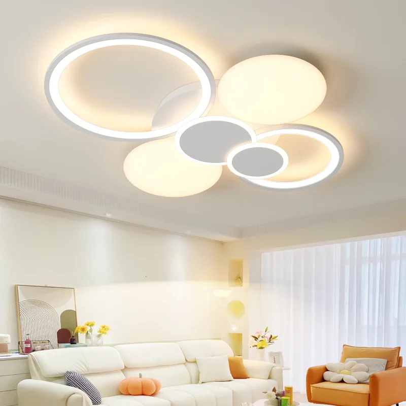 Luz de teto atmosférica simples, luz principal nórdica e cremosa para sala de estar