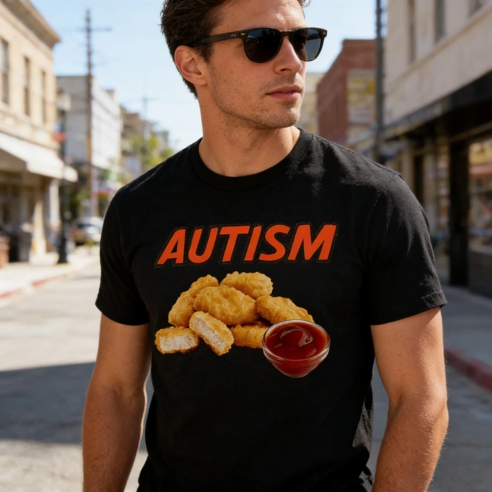 Funny Autism Shirt Funny Chicken Shirt Chicken Nugget Shirt I Love Nuggets Tops Unhinged Tops  Autism Men Clothes