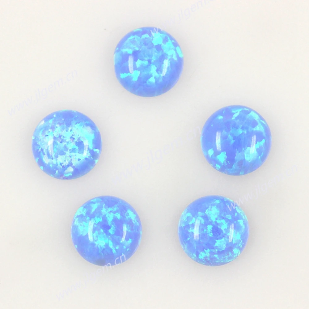 

(10Pcs/50Pcs/Lot) 6MM OP06 Light Blue Synthetic Opal Flat Bottom Round Cabochon For Jewelry Casting