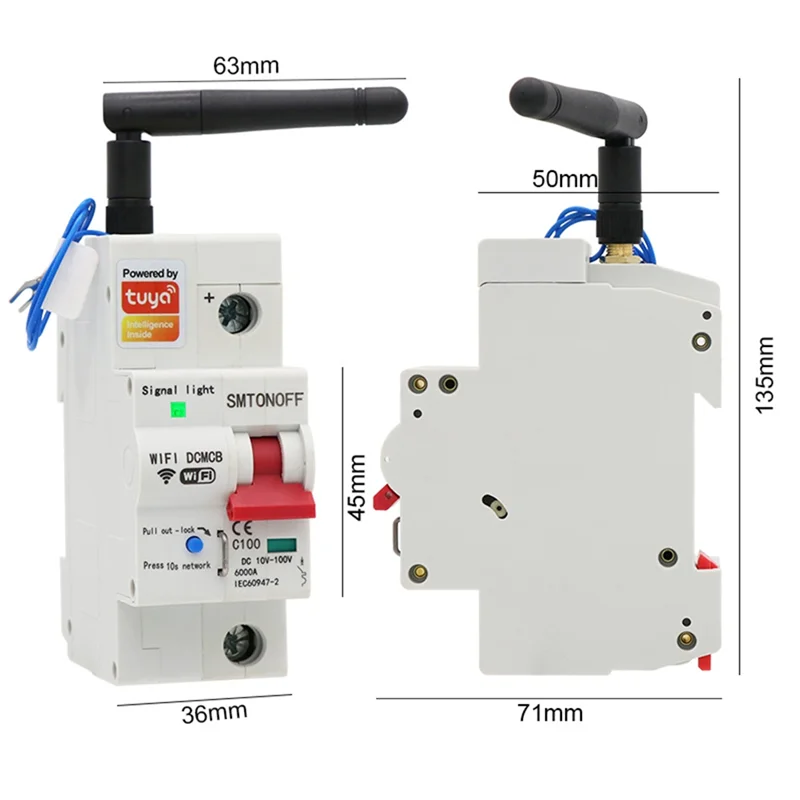 Tuya Smart Life Wifi DC Smart Circuit Breaker 12V 24V 48V Overload Short Circuit Protection For Alexa Google Homeabgi