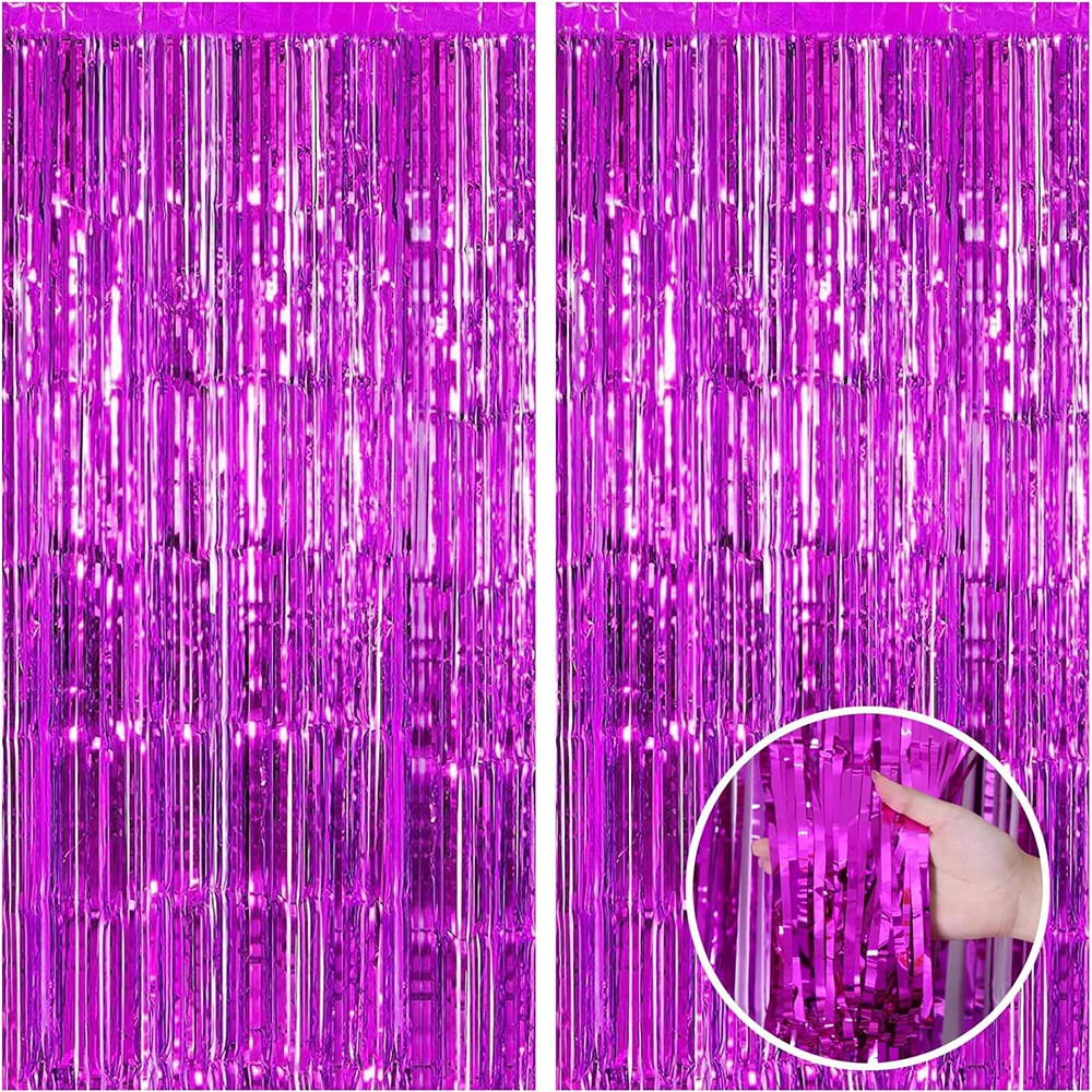 Birthday Party Decoration 2m Tinsel Curtain Birthday Wedding Bachelorette Party Curtains Glitter Glossy Fringe Adult Anniversary