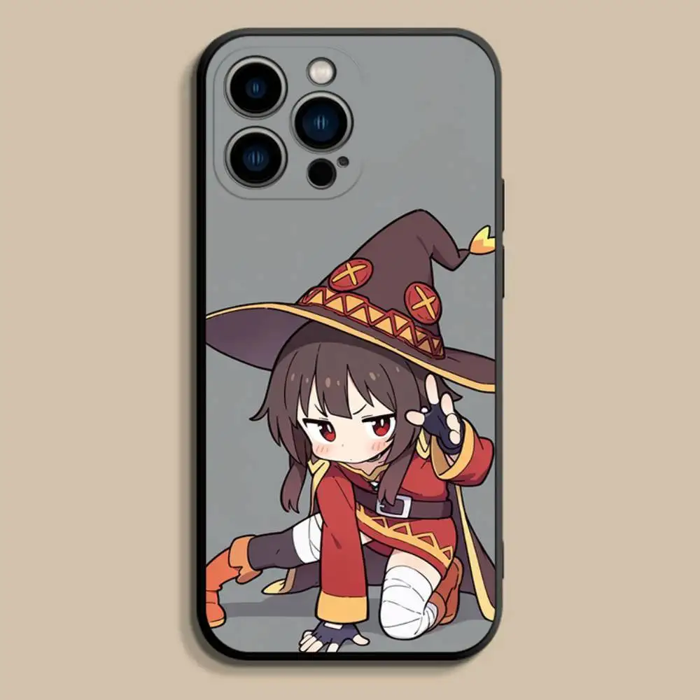 Custodia per telefono MeguminS Anime K-KonoSuba per iPhone 17,16,15,14,13,12,Pro,Max,Plus,E,SE4,Air,Mini Cover morbida nera