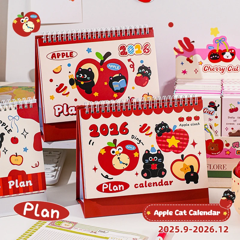 

2026 Cartoon Desktop Calendar High Quality Time Management Double Helix Bound for Home And Office Decoration