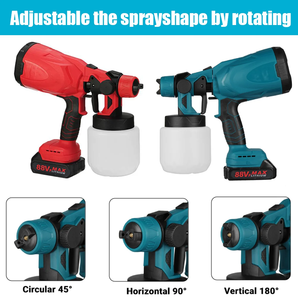 Electric Spray Gun 800ML Home Handheld Cordless High Power Electric Paint Sprayer Rechargeable For Makita 18V Battery Power Tool