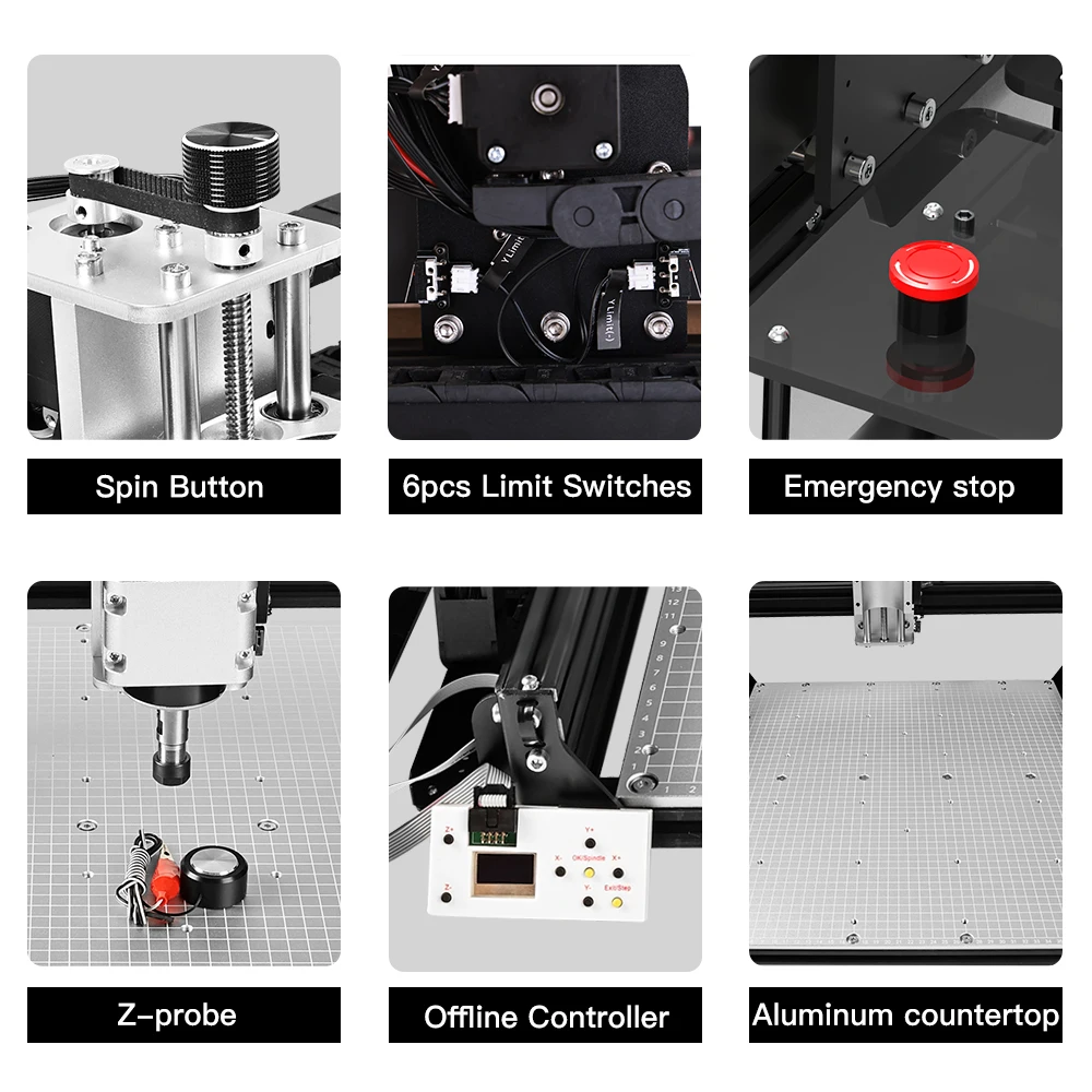 500W Spindle Wood Router Machine, CNC 4540 With Aluminum Table 3 Axis Metal Milling Cutting Machine For Engraving Wood Acrylic