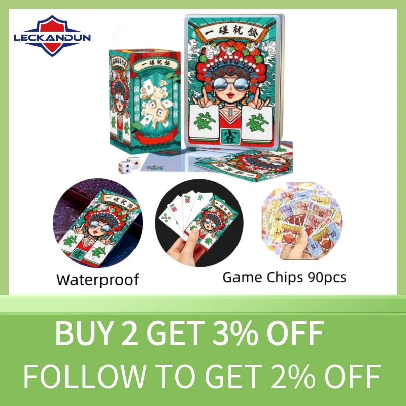 Outdoor Portable Waterproof Mahjong Playing Cards, Travel Picnic, Camping Paper Card Game Set for Family Gathering Party