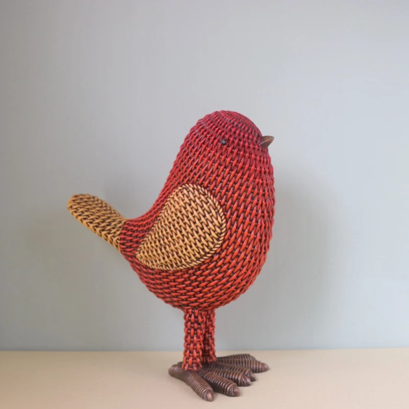 

Imitation rattan weaving bird ornament resin animal statue home decoration living room TV cabinet desktop decoration