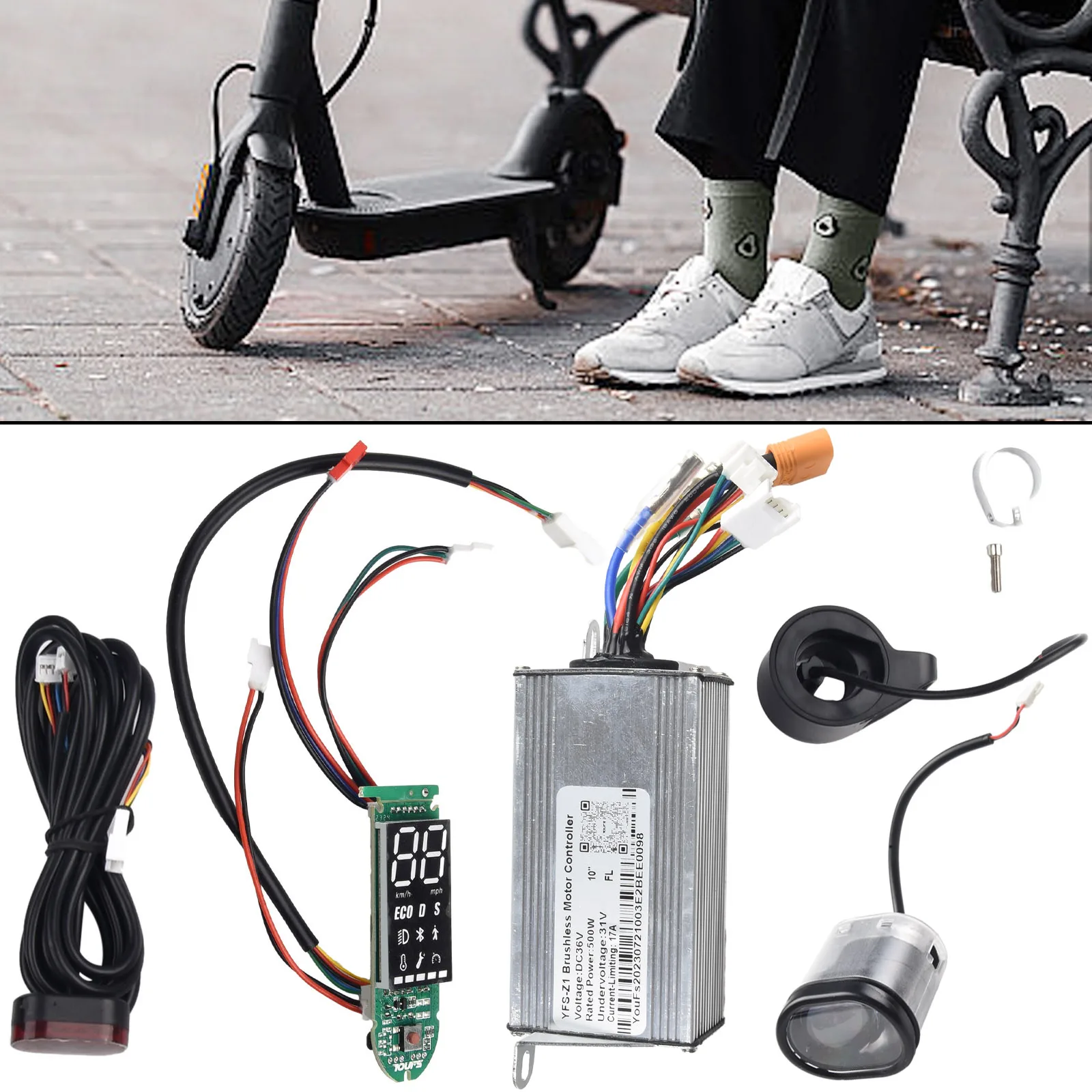 

36V 500W 17A Controller Dashboard Accelerator Suit For 10 Inch Electric Scooter High-performance 32-bit MCU New