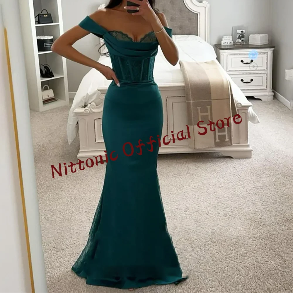 

Elegant Off Shoulder Lace Mermaid Formal Evening Dresses Birthday Party Prom Gowns Customized