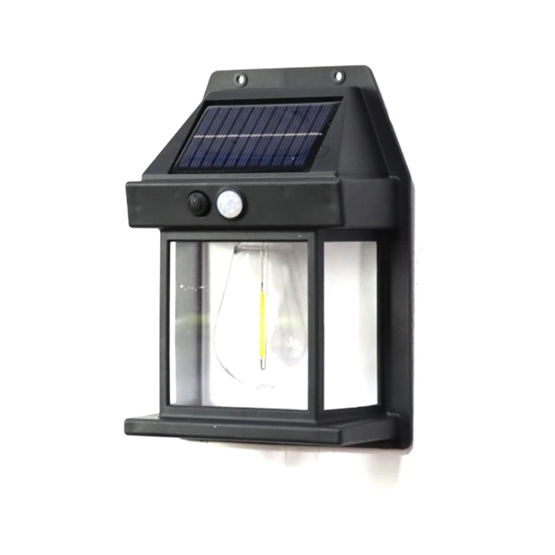 1 Stück schwarz Solar Wolfram Glühbirne Wand lampe Innenhof Landschaft dekorative Lampe Solar Licht