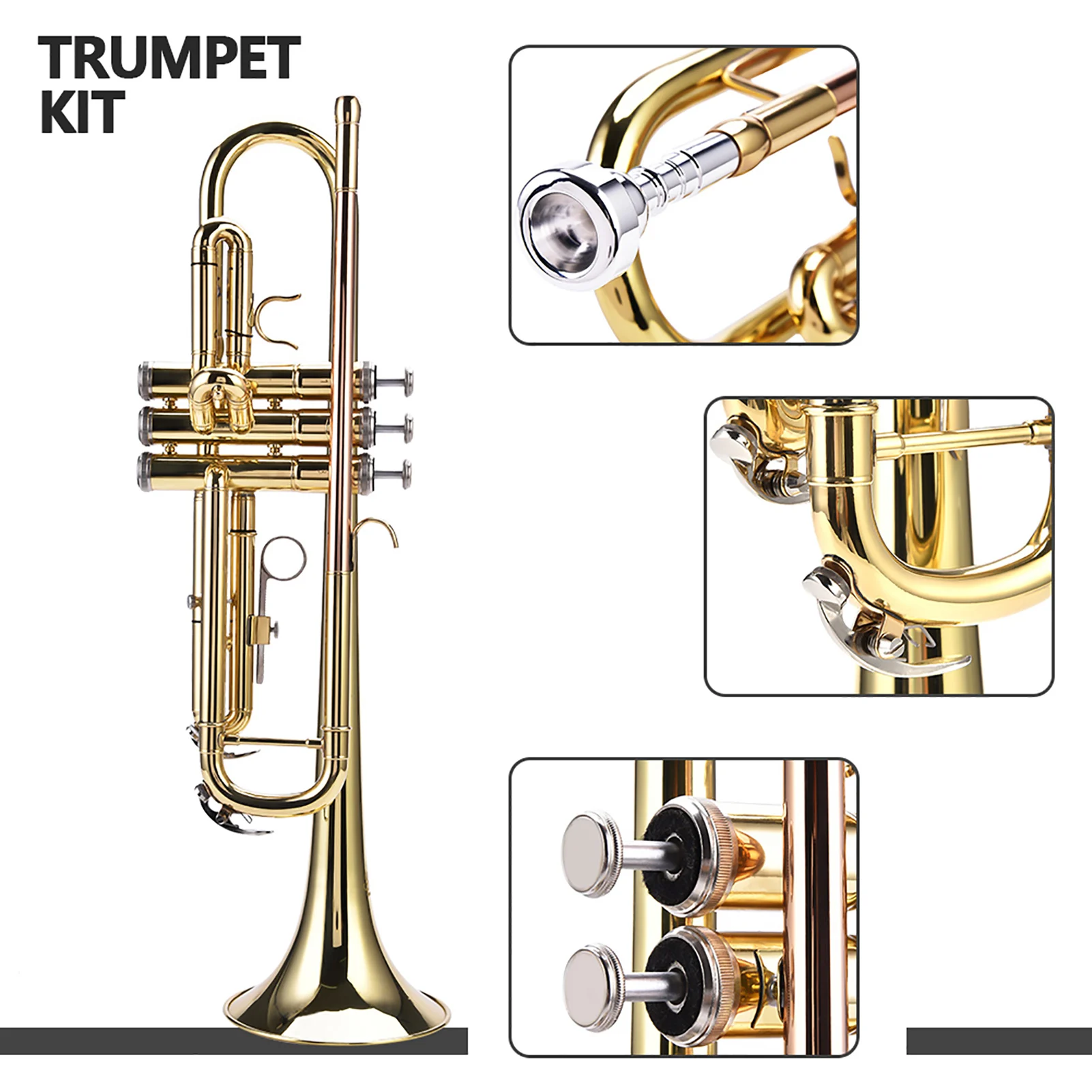 LADE 멀티 컬러 전문가용 Bb 플랫 브라스 트럼펫 악기 세트 키트 액세서리 트럼펫 악기