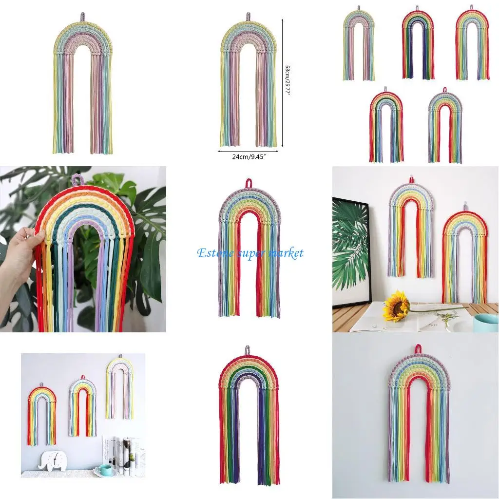 

090B Hair Bows Storage Belt Rainbow Wall Hanging Decor for Girls Hair Clips Barrette