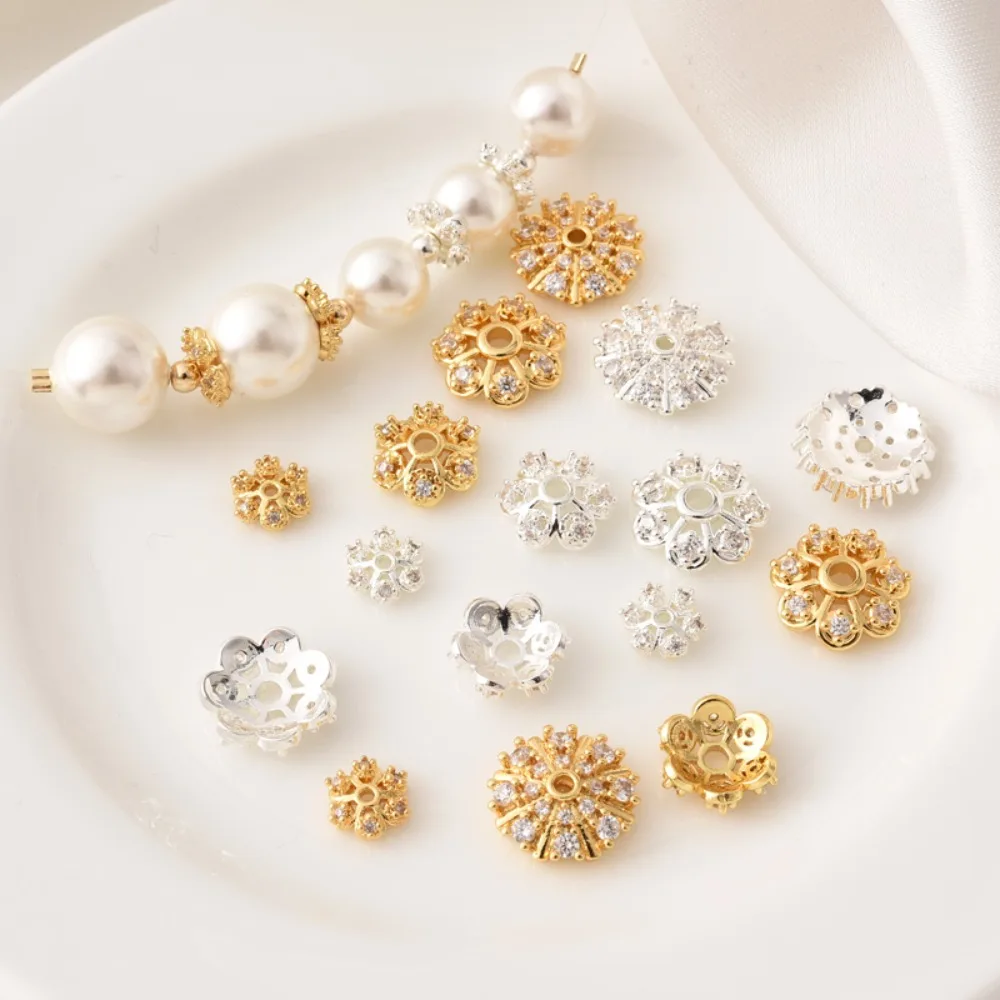 

Подставка для цветов с медным покрытием из 18-каратного золота и циркона, браслет ручной работы, серебряная подставка для бусин, выдолбленная цветочная шляпа с прокладками