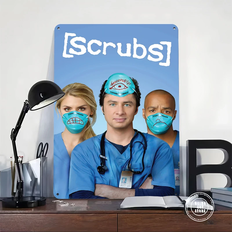 Scrubs Tin Poster Customized Wall Art Retro Vintage Metal Signs for Fans Room Aesthetic Decoration At Home Setup Decorations