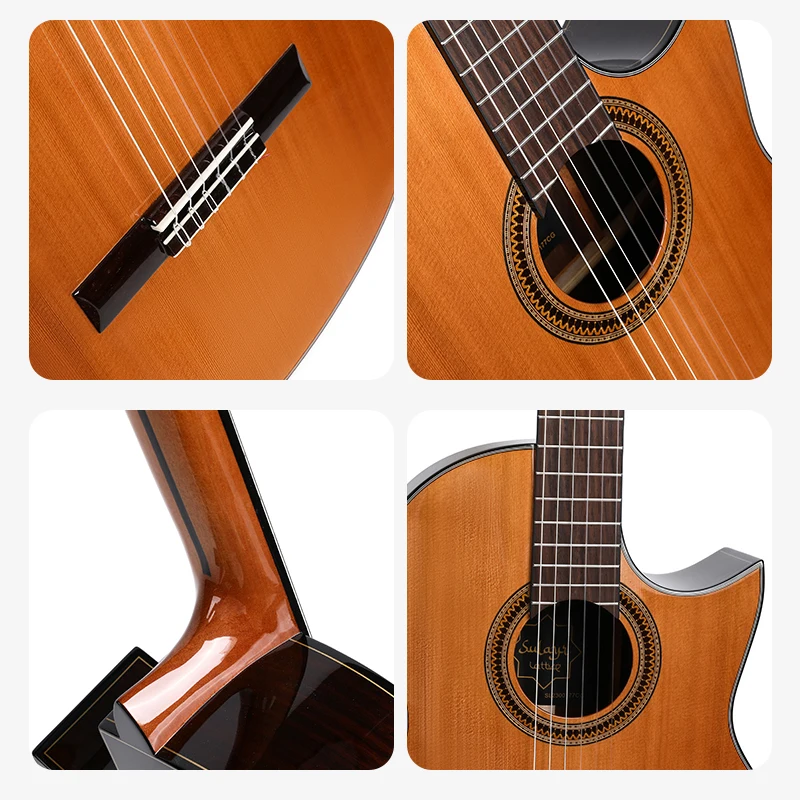 39-Inch Spanish Classical Handmade Guitar String Rosewood Fingerboard Cutaway Classical Guitar