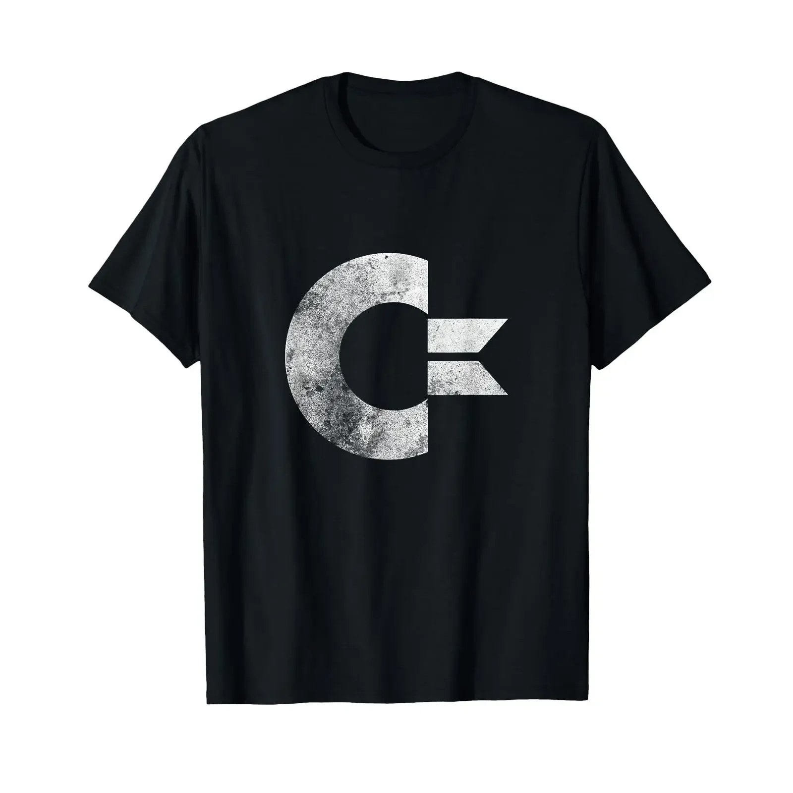 Commodore C64 Capital Letter Stone Washed Grunge Effect T Shirt vintage Washed Versatile Casual streetwear designer clothes