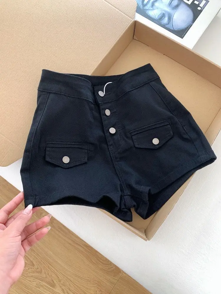 

Black High-waisted A-word Denim Shorts for Women Summer New Spice Girl Hip-wrapped Y2k Shorts Hot Pants