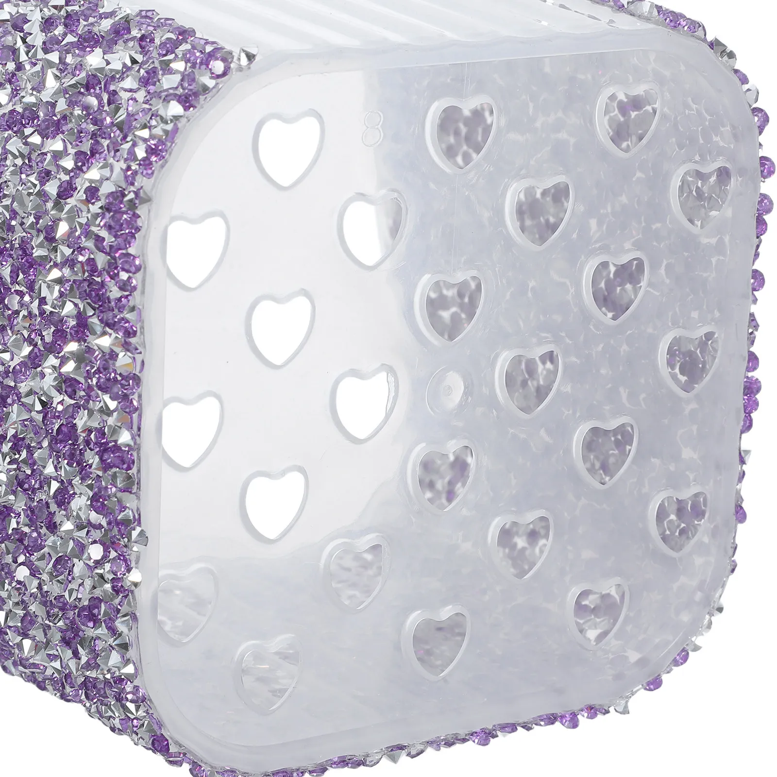 Waterproof Adhesive Rhinestone Toothbrush Holder Organizer Tooth Brush Holder Wall Mount Violet Space-saving Bathroom