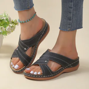Women's orthopedic wedding sandals, comfortable female platform slippers, Big Toe Retro Casual Sandal, plus size 43, new 12 Main Women's Orthopedic Slipper Sales - №5