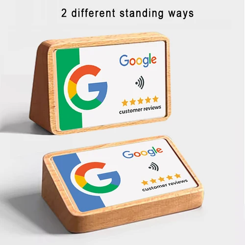 Imagen 2 del producto Placa de soporte de reseñas de Google NFC, letrero de exhibición de material de madera 2 en 1 para placa de revisión de Google de redes sociales