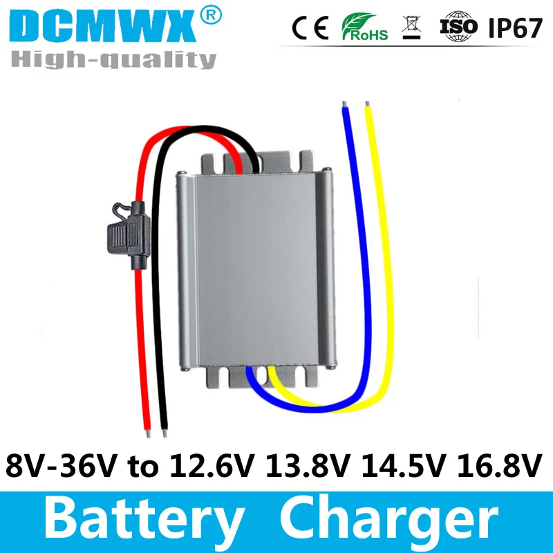 DCMWX 8-36V to 12.6V 13.8V 14.5V 16.8V 5A 8A 10A BOOST BUCK DC DC Charger 12V Lithium Battery Chargers for Dual-battery System