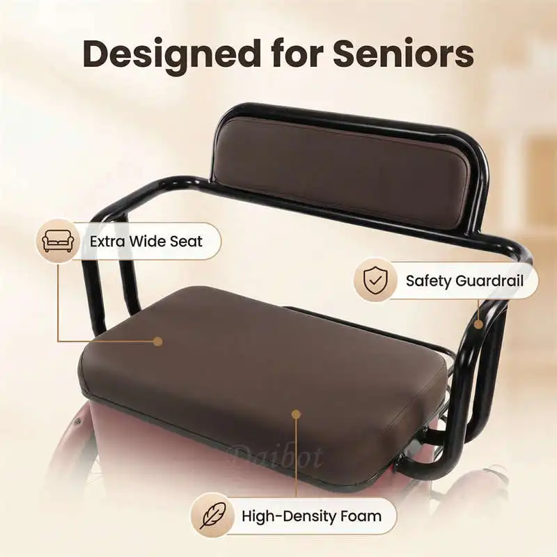 3-Rad-Elektrofahrrad 2-Sitzer für Erwachsene 650W Eltern-Kind-Elektrodreirad mit Rücksitz, faltbares Elektrofahrrad für Senioren – Detail 13