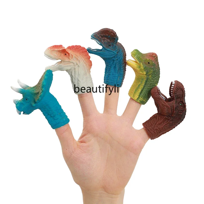 

Dinosaur head finger doll soft glue parent-child interaction simulation animal children's toy Tyrannosaurus rex wild animal