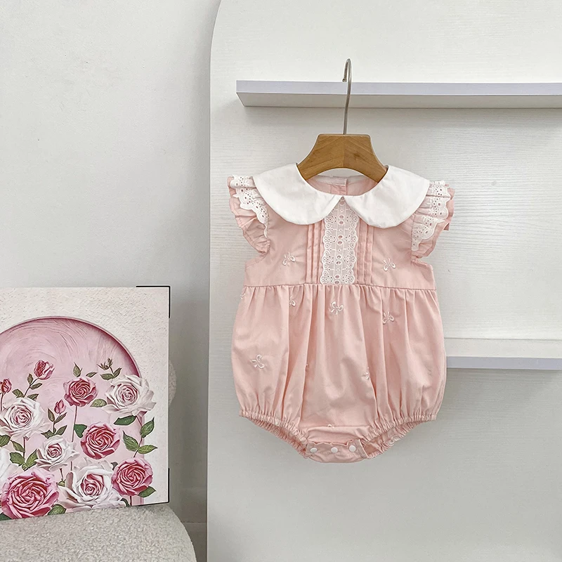 2026 New Summer Infant Baby Girl Bodysuits 0-24M Baby Girl Newborn Clothing Flutter Sleeved Cotton Print Baby Girl Jumpsuit