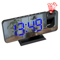 LED Digital Projection Alarm Clock Bedroom Electric Alarm Clock W Projection FM Radio Time Projector Bedside Desktop Mute Clock