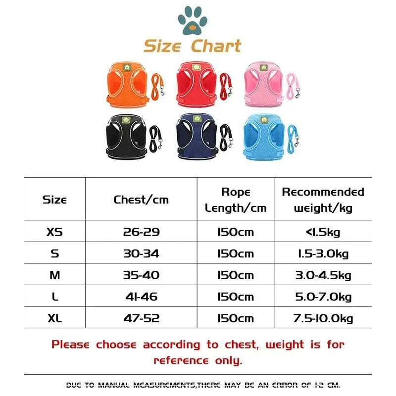 Breathable Cat Harness Escape Proof Reflective Pet Harness Vest Adjustable Puppy Small Dog Kitten Chest Strap Leash Lead Set New