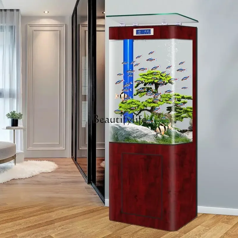 

yj9 Living Room Floor Partition Screens Hallway Super White Glass Fish Tank Ecological Change Water Bottom Filter Aquarium