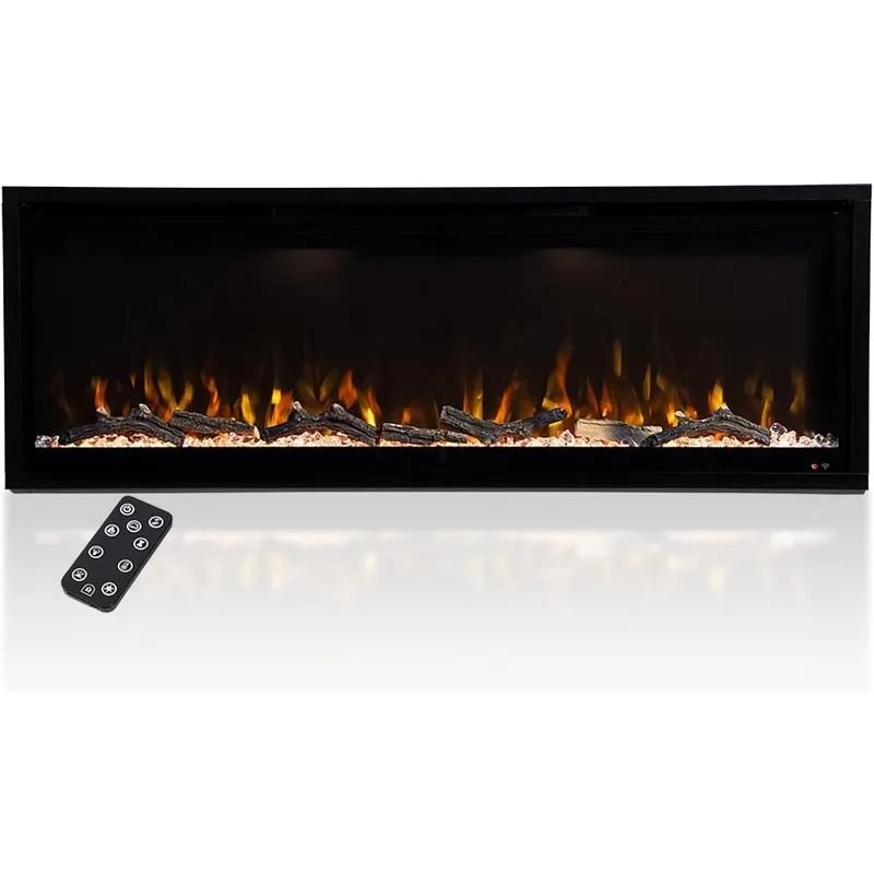 Modern Ember Aerus 50Inch Smart Linear Electric Fireplace Recessed in-Wall and Wall-Mount,Multiple Flame Colors,Compatible Alexa