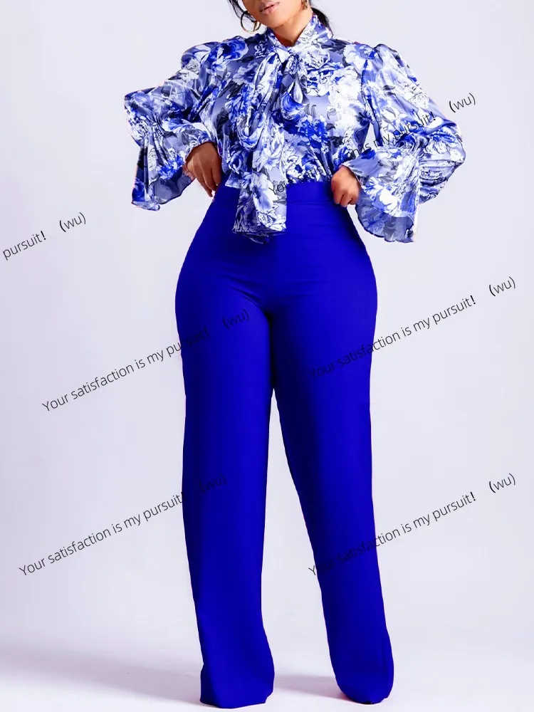 

ZOCI-Autumn and Winter Casual Printed Long Sleeve Shirt Wide Leg Pants Two-piece Women's Fashion and Elegance 2-piece