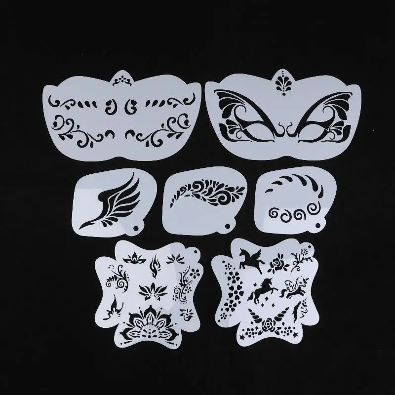 

Новые трафареты для рисования на лице (8/20 шт.), профессиональные трафареты для боди-арта для взрослых и детей, простые в использовании шаблоны для вечеринок, инструмент для макияжа.