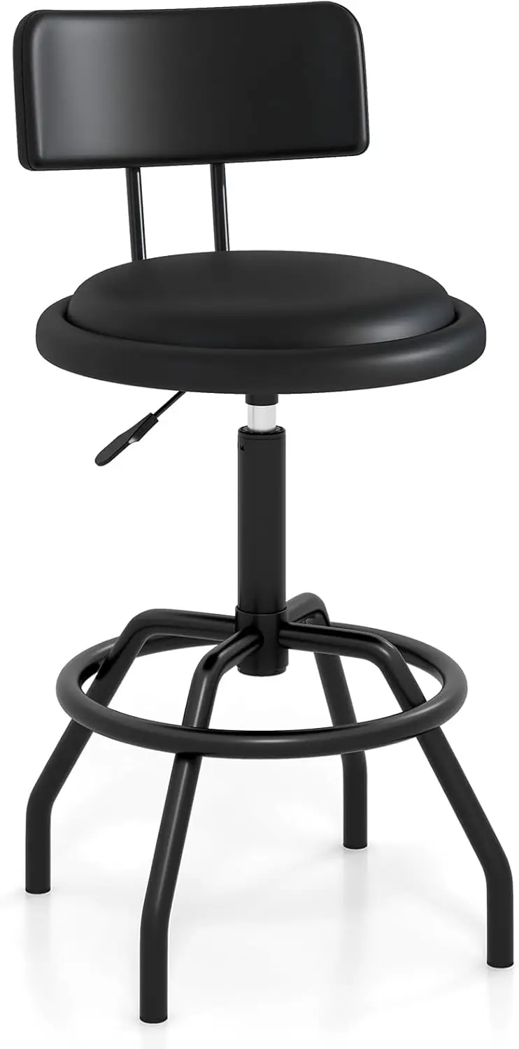 Costway Adjustable Height Bar Stool, 360 Degree Swivel, Modern Guitar Stool For High Ergonomic Seating, With Pu Leather