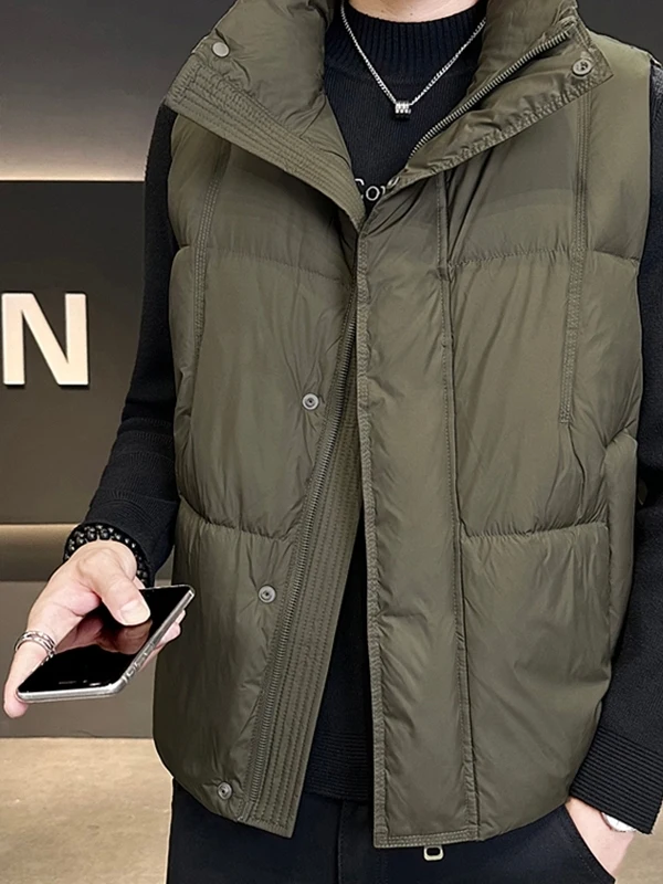 

Men's down Jaet Vest Du Feather Casual Hooded Coat Autumn Winter Warm Sli Outerwear Biker Vest Thiened Polyester