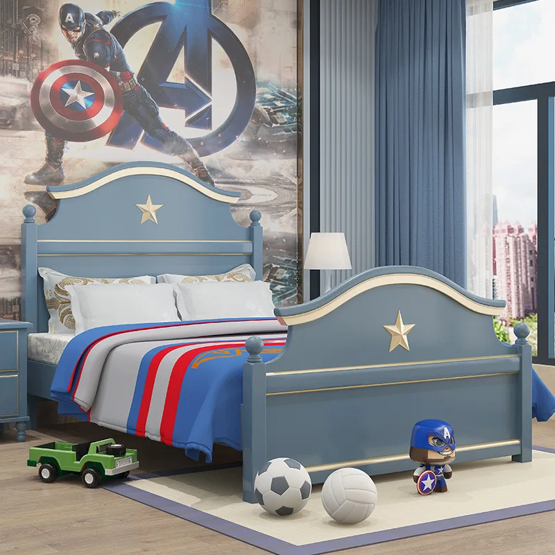 

Children's bed, solid wood single bed, boys' American style suite, furniture combination set, student children's bed