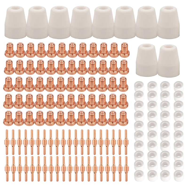 

150Pcs PT31 LG40 Plasma Cutter Electrode Tips Cup Extended Consumables Kit for PT-31 CUT40 CUT50 HYC50D PLC50D HYC410