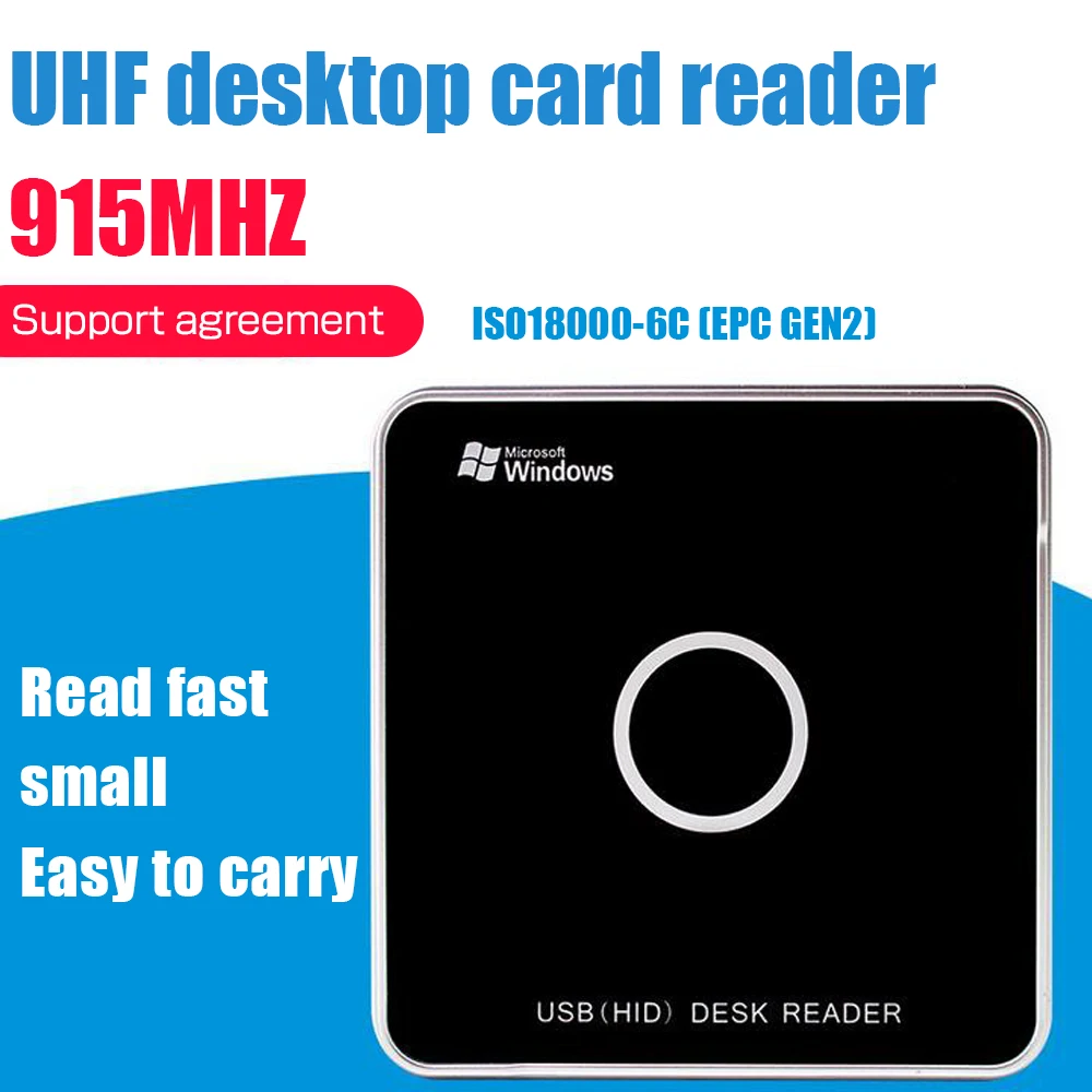 920mhz-925MHz USB Reader Writer Ultrahigh Frequency RFID Desktop Card Reader Plug and Play UHF Reader Support ISO18000-6C