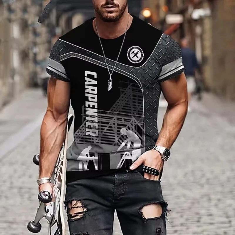 Hot Sell Men Clothe 3d Print Electric saw Male Fashion Vintage Short Sleeve T-Shirts Men Casual Oversized Short Sleeve T Shirt