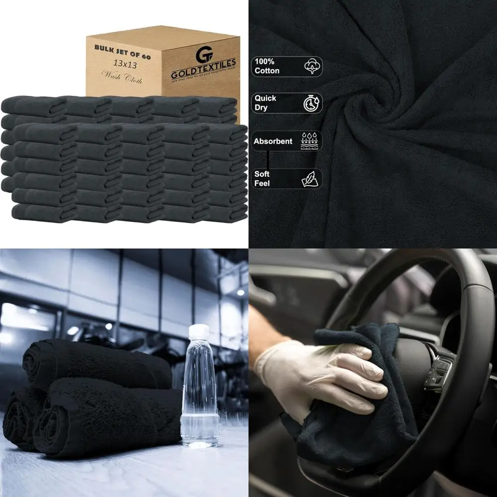 

Bulk Pack of 60 Soft, Highly Absorbent Cotton Washcloths, 13x13 Inches, Premium Quality, Quick-Drying Towels