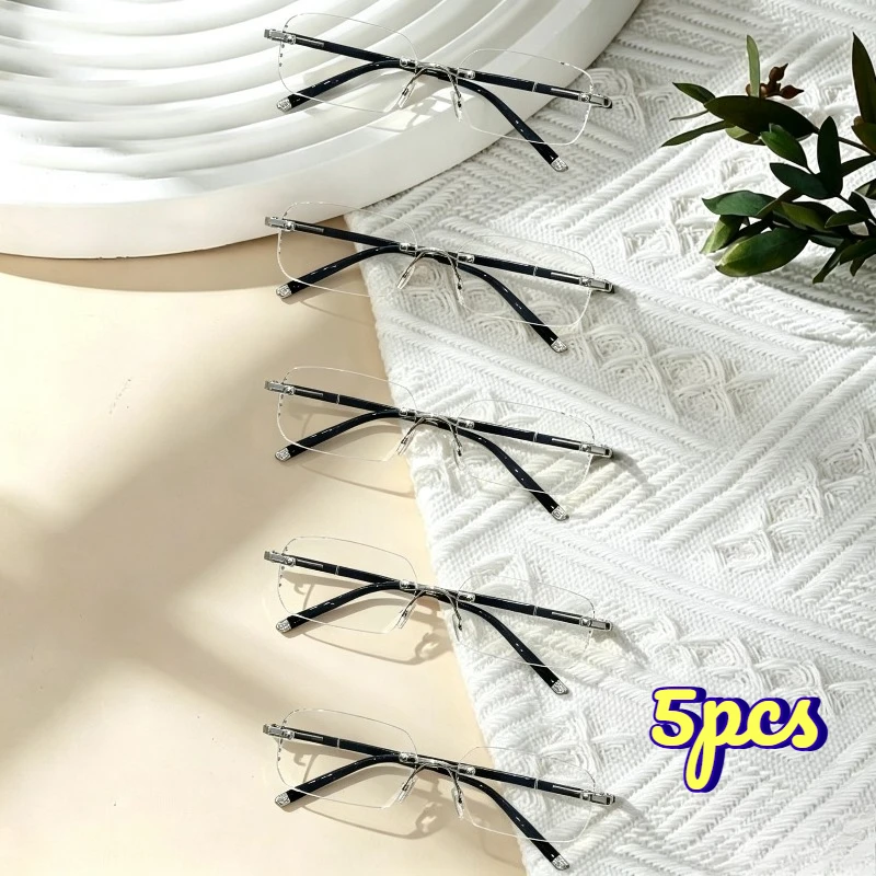 5/8/10pcs Middle-Aged Rimless Presbyopia Glasses, Premium Stylish Reading Eyeglasses +1.00~+4.00