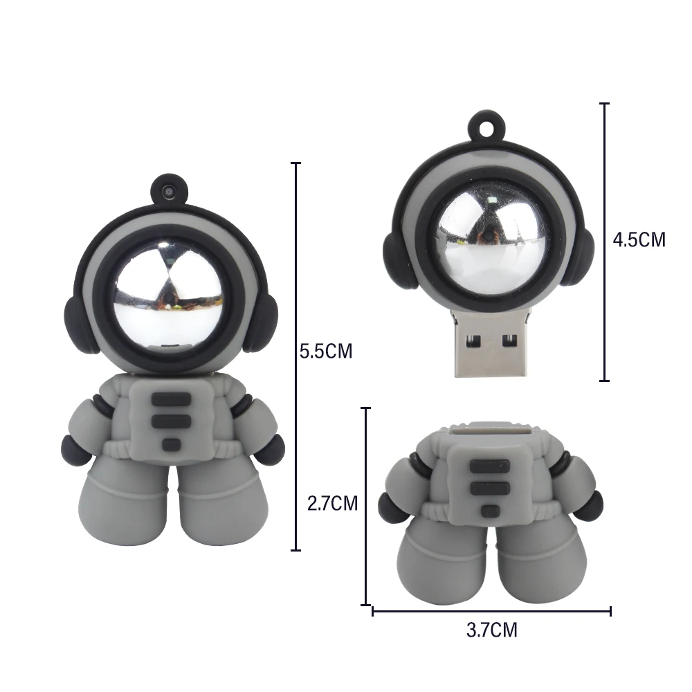 Cute Cartoon USB 2.0 128GB Flash Drive Creative Gift for Kids Memory Stick U Disk Free Key Chain Astronaut Pen Drive 32GB 64GB