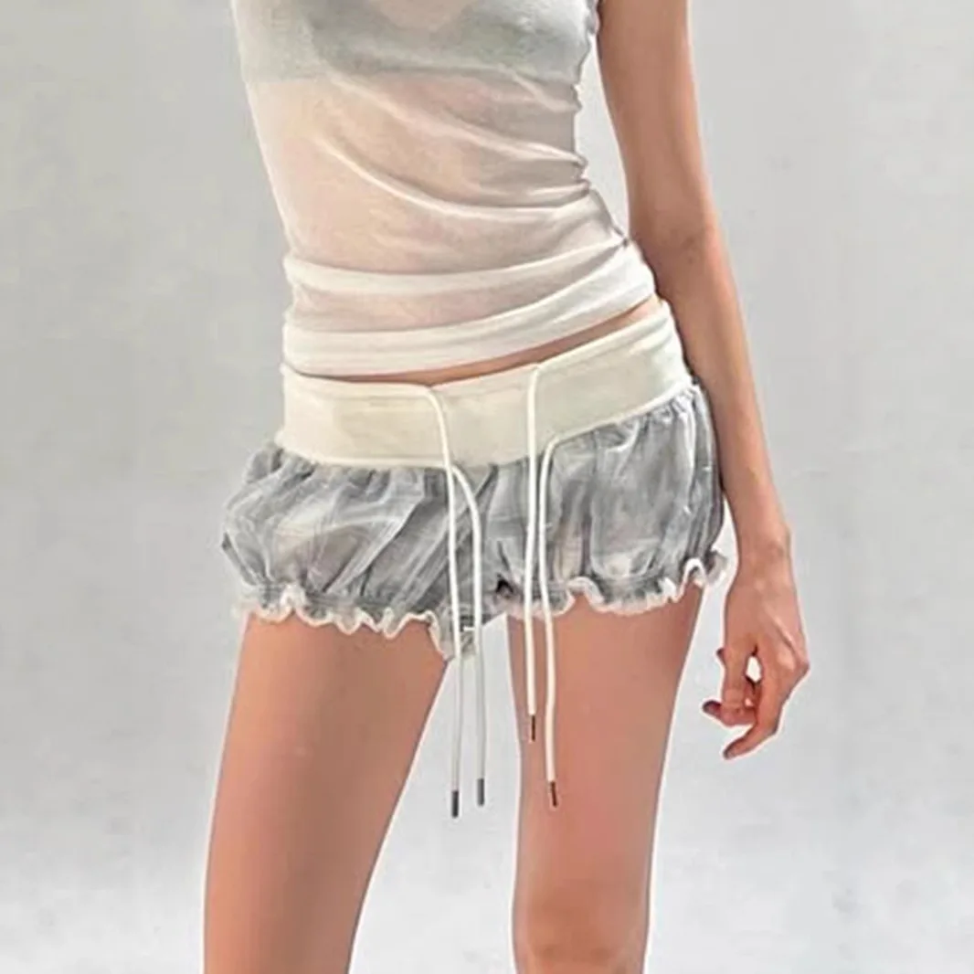 Girls Plaid Layered Cake Skirt Shorts Bow Low Waist Elastic Summer Casual Shorts New