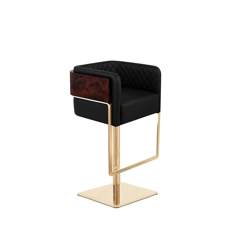 

Luxury Stainless Steel Frame Black Modern Bar Stool