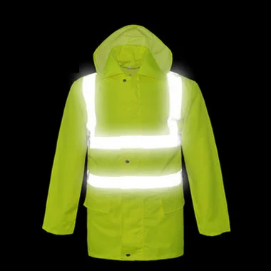 High Visibility Reflective Raincoat/Rain Coat Jacket for Police/Traffic Staffs Hi Vis Workwear Waterproof Jacket Men Free Ship