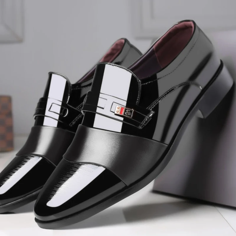 

Черная офисная социальная обувь, мужская обувь для вечеринок, легкая кожа, повседневная, высокого качества, модная, не низкая цена 39, мужская официальная обувь