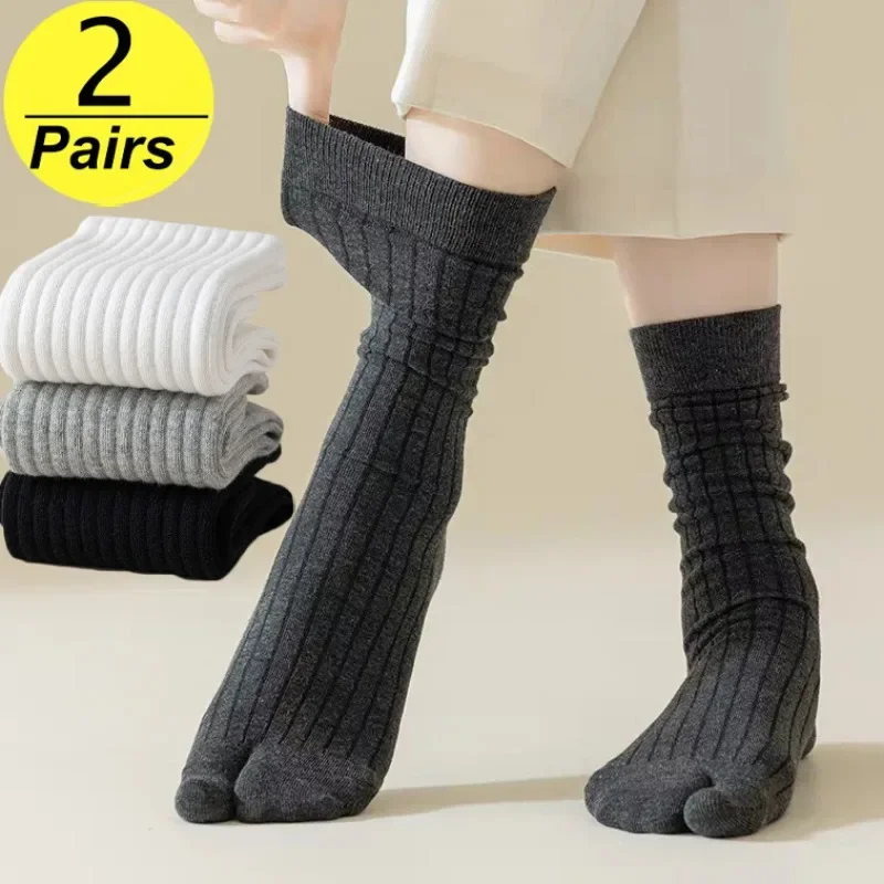 Split Tabi Toes Socks Women Men Sports Running Sweaty Fiber Two Finger Socks Harajuku Black White Deodorant Breathable Long Sock